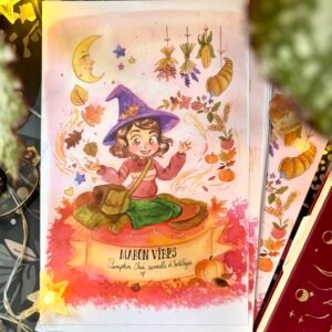 Carte illustrée A5 – Mabon Vibes : Pumpkin Chaï, Cannelle & Sortilèges anti-coup de mou